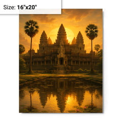 Angkor Wat metal print on a plain backdrop in size 16"x20".