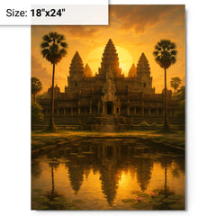 Angkor Wat metal print on a plain backdrop in size 18"x24".