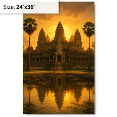 Angkor Wat metal print on a plain backdrop in size 24"x36".