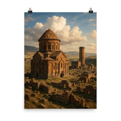 Ani Ruins Turkey poster on a plain backdrop in size 8"x10".