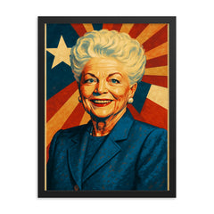 Ann Richards framed print on a plain backdrop in size 18"x24".
