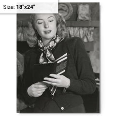 Ann Richards metal print on a plain backdrop in size 18"x24".