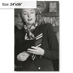 Ann Richards metal print on a plain backdrop in size 24"x36".