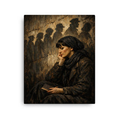 Anna Akhmatova beneath prison queue shadows canvas print on a plain backdrop in size 16"x20".