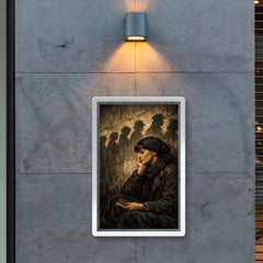 Anna Akhmatova beneath prison queue shadows poster 2