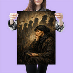 Anna Akhmatova beneath prison queue shadows poster 3