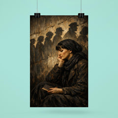 Anna Akhmatova beneath prison queue shadows poster 6