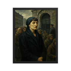 Anna Akhmatova in Leningrad prison queue framed print on a plain backdrop in size 16"x20".
