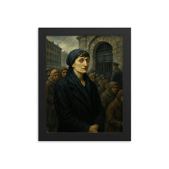 Anna Akhmatova in Leningrad prison queue framed print on a plain backdrop in size 8"x10".