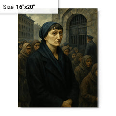 Anna Akhmatova in Leningrad prison queue metal print on a plain backdrop in size 16"x20".