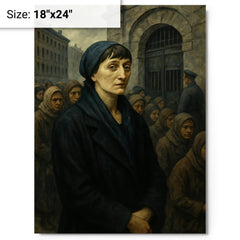 Anna Akhmatova in Leningrad prison queue metal print on a plain backdrop in size 18"x24".