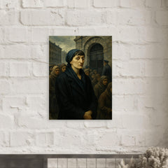 Anna Akhmatova in Leningrad prison queue metal print mockup