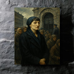 Anna Akhmatova in Leningrad prison queue metal print mockup