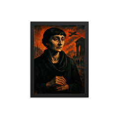 Anna Akhmatova in siege shadow framed print on a plain backdrop in size 12"x16".