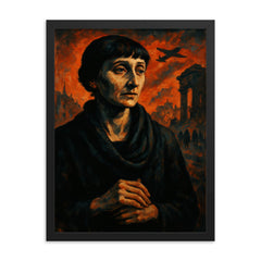 Anna Akhmatova in siege shadow framed print on a plain backdrop in size 18"x24".