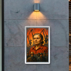 Anna Walentynowicz among cranes and workers poster 2
