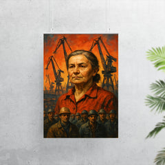 Anna Walentynowicz among cranes and workers poster 7