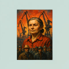 Anna Walentynowicz among cranes and workers poster 8
