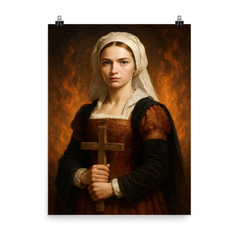 Anne Askew poster on a plain backdrop in size 8