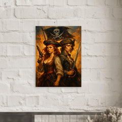 Anne Bonny and Mary Read back to back metal print mockup