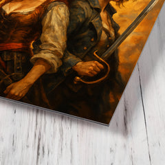 Anne Bonny and Mary Read back to back metal print mockup