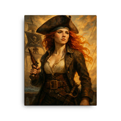 Anne Bonny canvas print on a plain backdrop in size 16"x20".