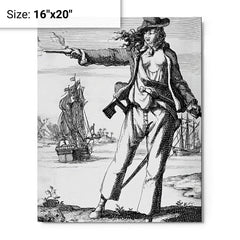 Anne Bonny metal print on a plain backdrop in size 16"x20".