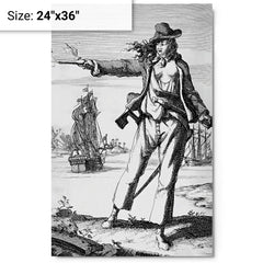 Anne Bonny metal print on a plain backdrop in size 24"x36".