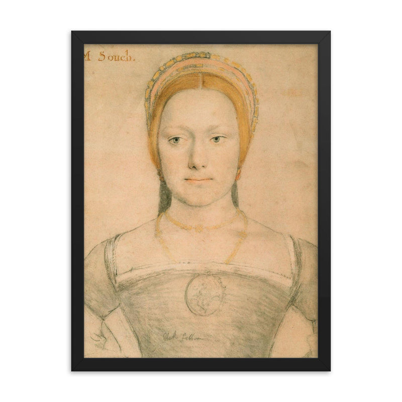 Anne Gainsford framed print on a plain backdrop in size 18