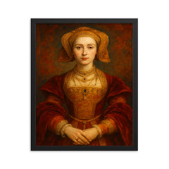 Anne of Cleves framed print on a plain backdrop in size 16"x20".