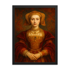 Anne of Cleves framed print on a plain backdrop in size 18"x24".