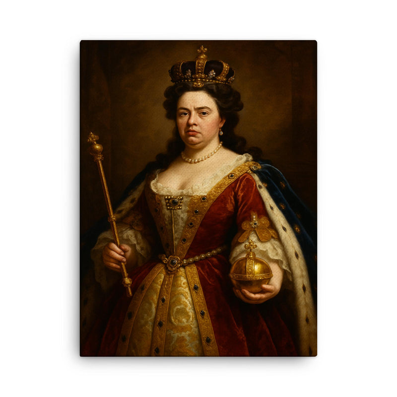 Anne Queen of Great Britain canvas print on a plain backdrop in size 18
