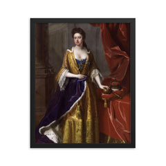 Anne Queen of Great Britain framed print on a plain backdrop in size 16"x20".