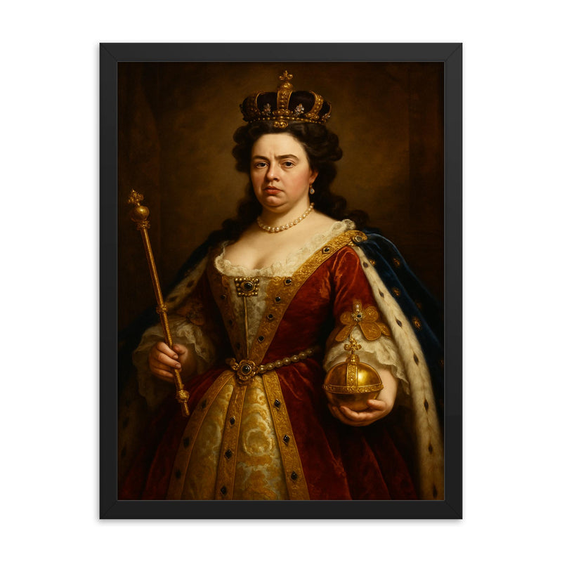Anne Queen of Great Britain framed print on a plain backdrop in size 18