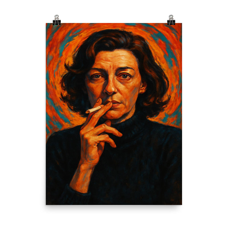 Anne Sexton poster on a plain backdrop in size 8