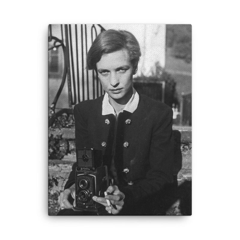 Annemarie Schwarzenbach canvas print on a plain backdrop in size 18
