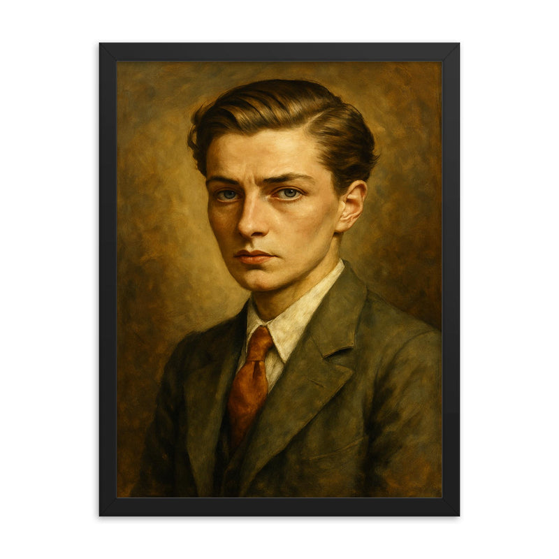 Annemarie Schwarzenbach framed print on a plain backdrop in size 18