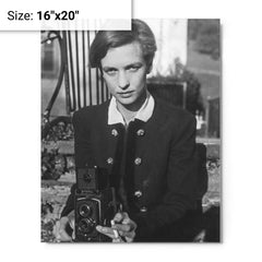 Annemarie Schwarzenbach metal print on a plain backdrop in size 16"x20".
