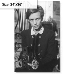 Annemarie Schwarzenbach metal print on a plain backdrop in size 24"x36".