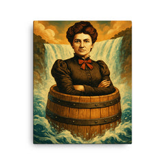 Annie Edson Taylor canvas print on a plain backdrop in size 16"x20".