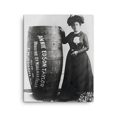 Annie Edson Taylor canvas print on a plain backdrop in size 16"x20".