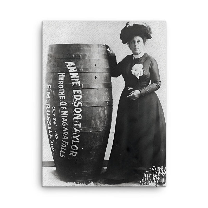 Annie Edson Taylor canvas print on a plain backdrop in size 18
