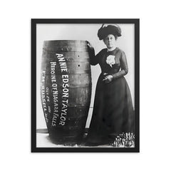 Annie Edson Taylor framed print on a plain backdrop in size 16"x20".