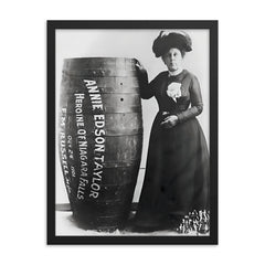 Annie Edson Taylor framed print on a plain backdrop in size 18"x24".