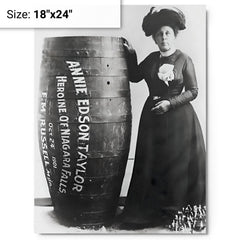 Annie Edson Taylor metal print on a plain backdrop in size 18"x24".