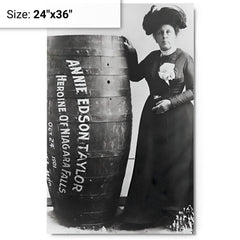 Annie Edson Taylor metal print on a plain backdrop in size 24"x36".