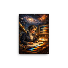 Annie Jump Cannon classifying stellar spectra canvas print on a plain backdrop in size 12"x16".