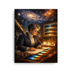 Annie Jump Cannon classifying stellar spectra canvas print on a plain backdrop in size 16"x20".