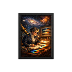 Annie Jump Cannon classifying stellar spectra framed print on a plain backdrop in size 12"x16".