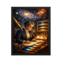Annie Jump Cannon classifying stellar spectra framed print on a plain backdrop in size 16"x20".